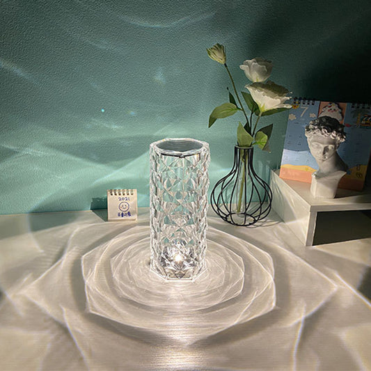 Nordic Crystal Touch Lamp with USB & Rose Projection