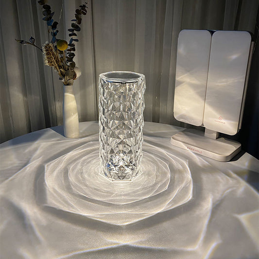 Nordic Crystal Touch Lamp with USB & Rose Projection